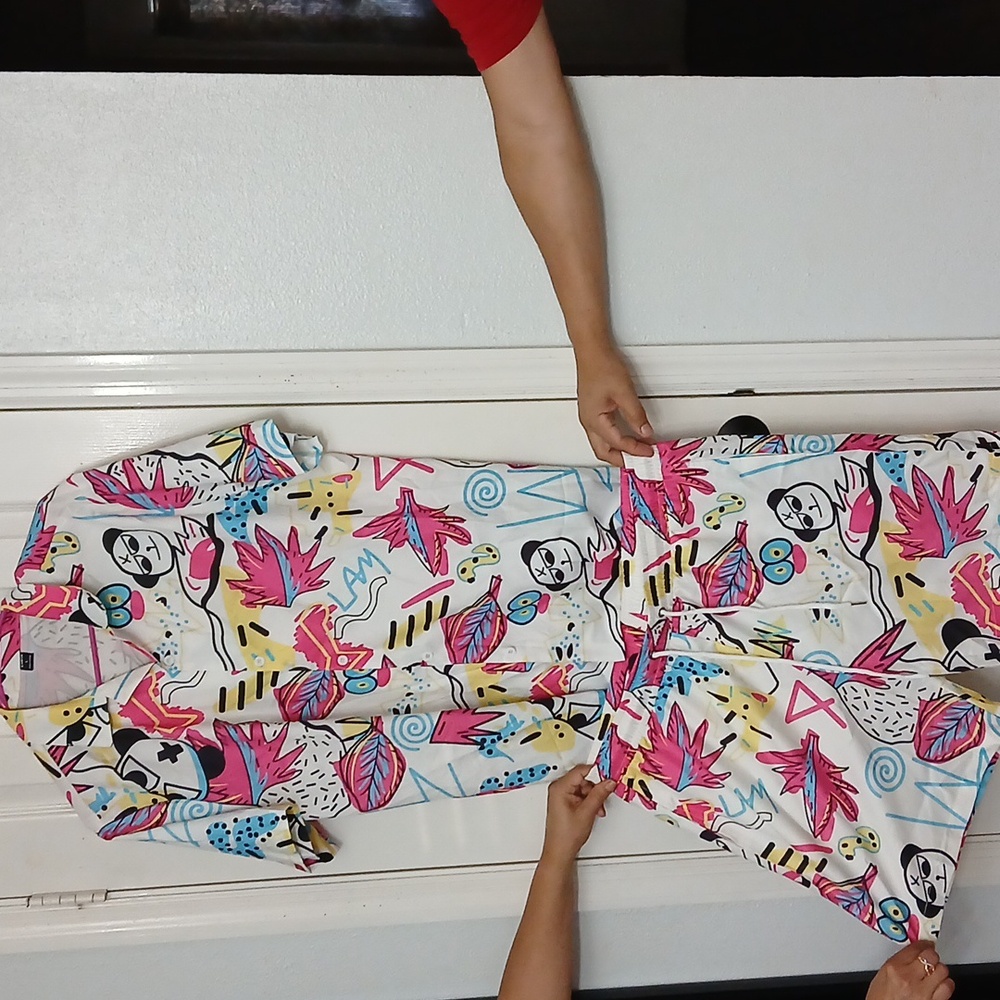 SHEIN Pink, Blue, White, Yellow, & Black Manfinity 2 Pcs Collared Shirt & Shorts